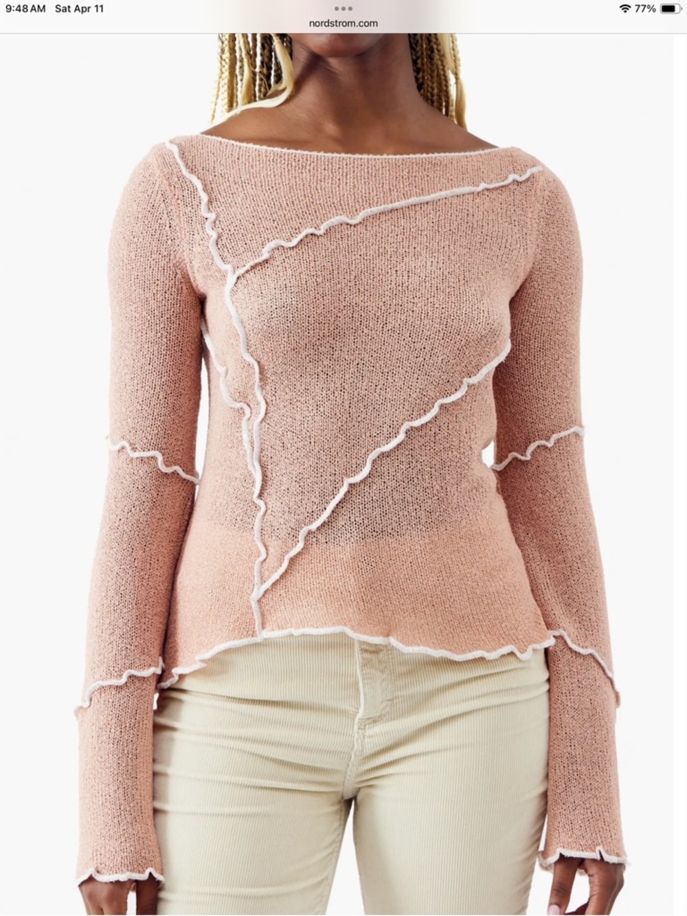 BDG Urban Outfitters Seam Detail Sheer Knit Top Sz. S